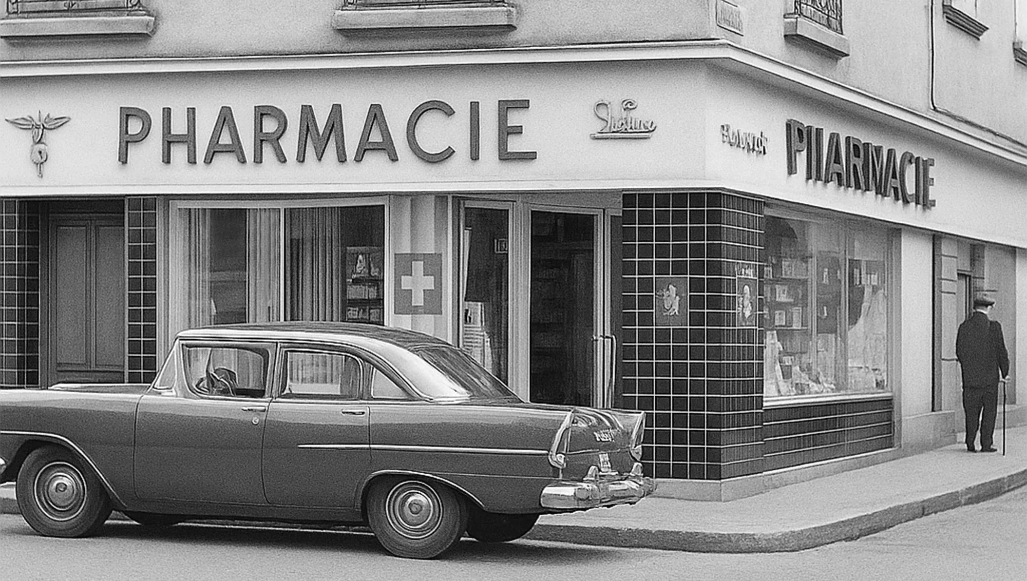 Farmacia Rogé Cavaillès a Parigi, 1957